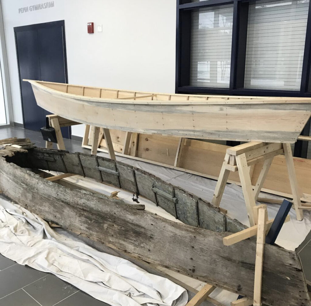Replica of century-old trapping boat created by Middlebury students supported by the Treehouse Fund.