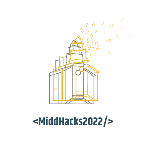 Logo for Middhacks featuring an outline of the Old Chapel.